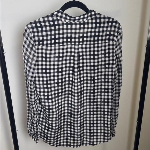 PAIGE Black and White Gingham Silk Lightweight Button Up Blouse Size Small - Picture 5 of 6
